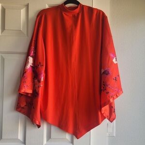 NWOT Free People Womens Embroidered Orange top Size S